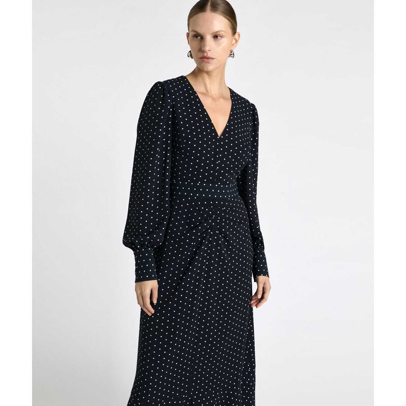 Cue Textured Georgette Spot Midi Dress image number 3